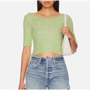 Free People Green Ribbed Crop Top
